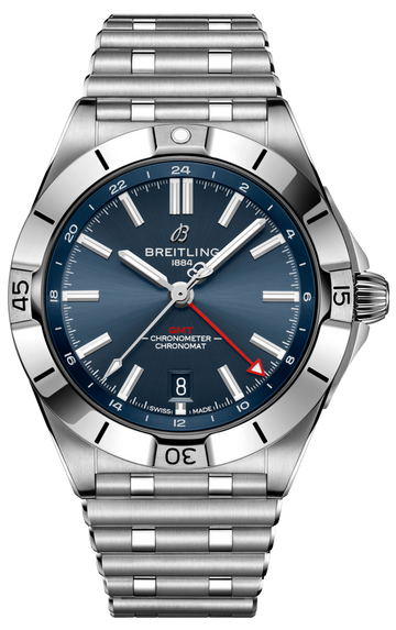 Breitling Chronomat GMT 40 Blue Dial Silver Steel Strap Watch for Men - A32398101C1A1