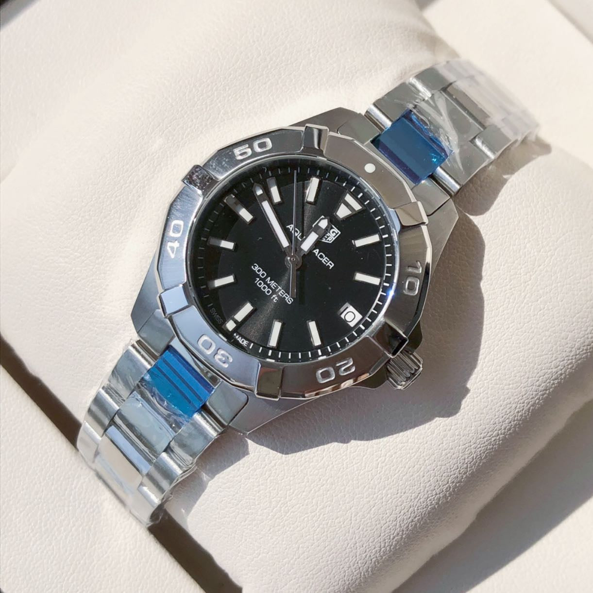 Tag Heuer Aquaracer Black Dial Silver Steel Strap Watch for Women - WBD1310.BA0740