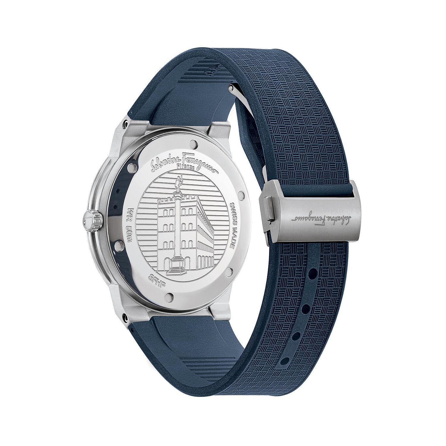 Salvatore Ferragamo Sapphire Blue Dial Blue Rubber Strap Watch for Men - SFHP00120