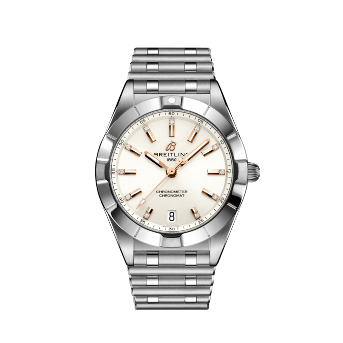 Breitling Chronomat 32 Diamonds White Dial Silver Steel Strap Watch for Women - A77310101A3A1