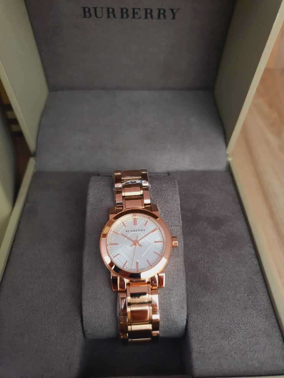 Burberry The City White Dial Rose Gold Steel Strap Watch for Women - BU9204