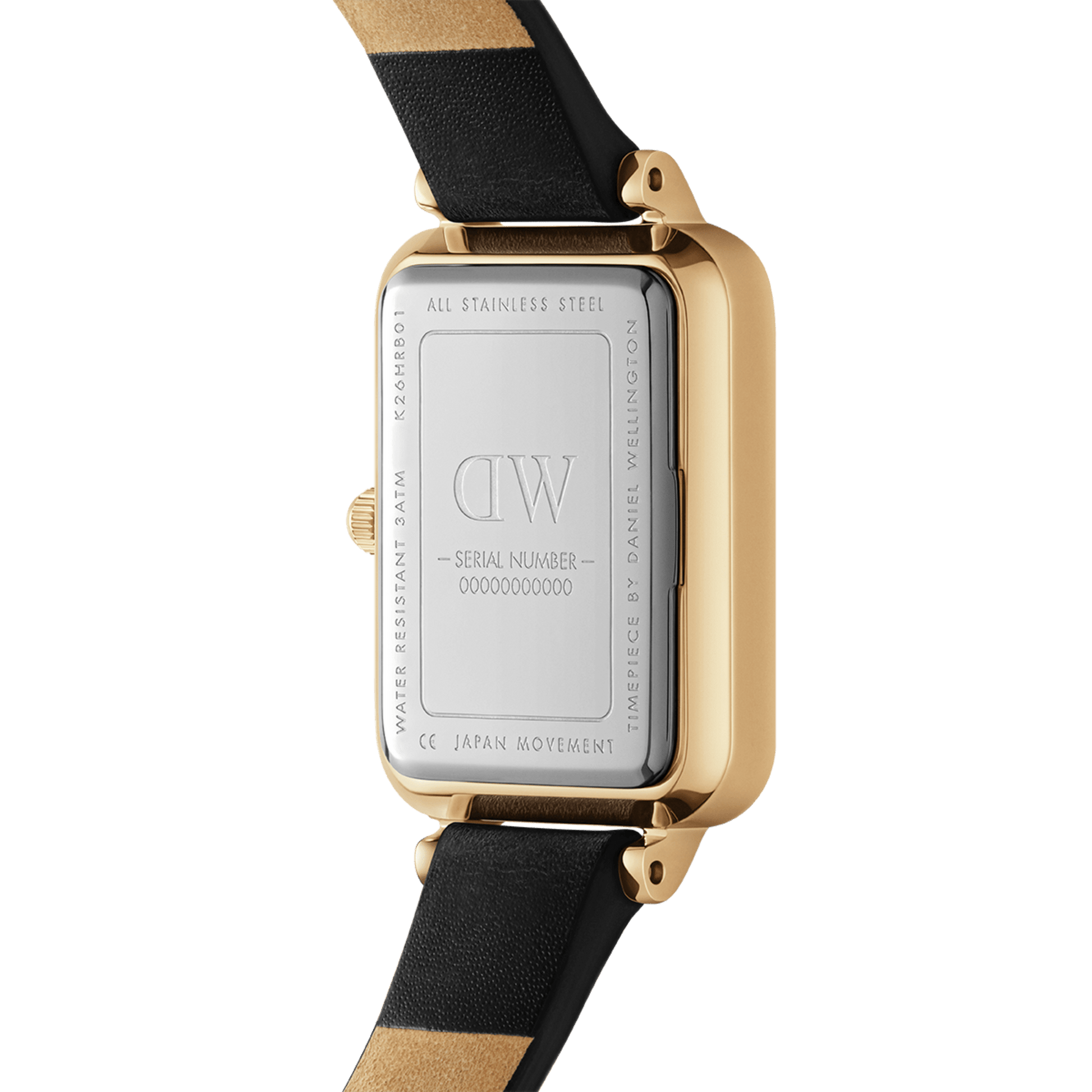 Daniel Wellington Quadro Pressed Melrose Emerald Green Dial Black Leather Strap Watch For Women - DW00100446