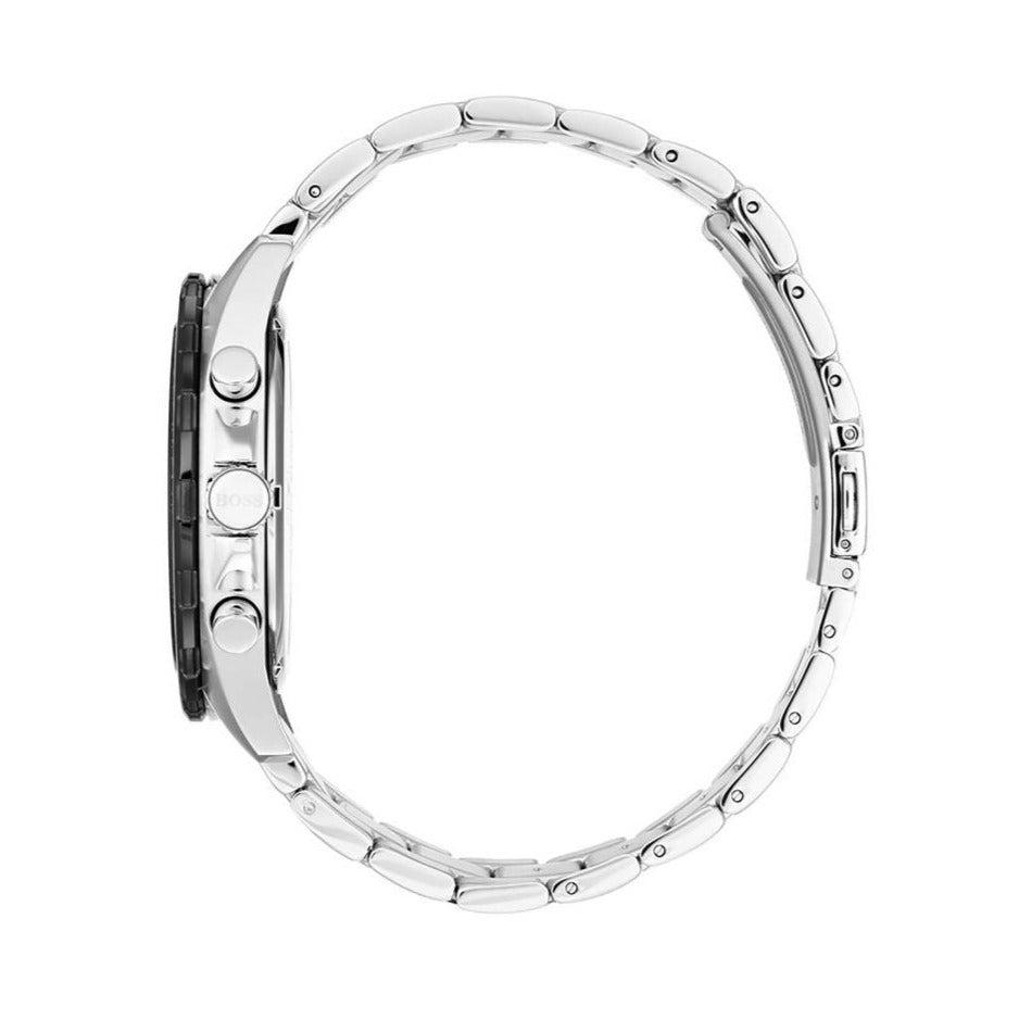 Hugo Boss Intensity Chronograph Black Dial Silver Steel Strap Watch For Men - 1513680