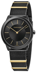 Calvin Klein Minimal Black Dial Black Steel Strap Watch For Men - K3M524Z1