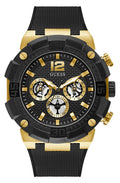 Guess Navigator Chronograph Black Dial Black Rubber Strap Watch for Men - GW0264G3