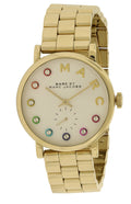 Marc Jacobs Baker White Dial Gold Steel Strap Watch for Women - MBM3440