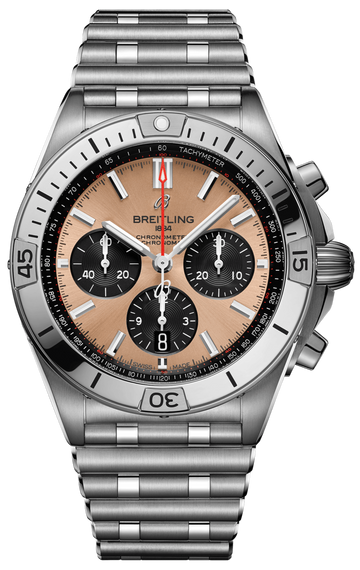 Breitling Chronomat B01 42 Brown Dial Silver Steel Strap Watch for Men - AB0134101K1A1