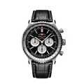 Breitling Navitimer B01 Chronograph 46 Black Dial Black Leather Strap Watch for Men - AB0137211B1P1