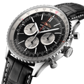Breitling Navitimer B01 Chronograph 46 Black Dial Black Leather Strap Watch for Men - AB0137211B1P1