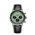 Breitling Navitimer B01 Chronograph 43 Green Dial Black Leather Strap Watch for Men - AB0138241L1P1