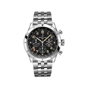 Breitling Super Avi B04 Chronograph GMT 46 P-51 Mustang Black Dial Silver Steel Strap Watch for Men - AB04453A1B1A1