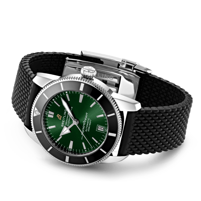 Breitling Superocean Heritage B20 Automatic 42 Green Dial Black Mesh Bracelet Watch for Women - AB2010121L1S1