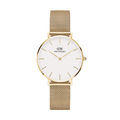 Daniel Wellington Classic Petite Evergold White Dial Gold Mesh Bracelet Watch For Women - DW00100346