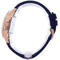 Guess Frontier DIamonds Gold Dial Blue Rubber Strap Watch For Women - W1160L3