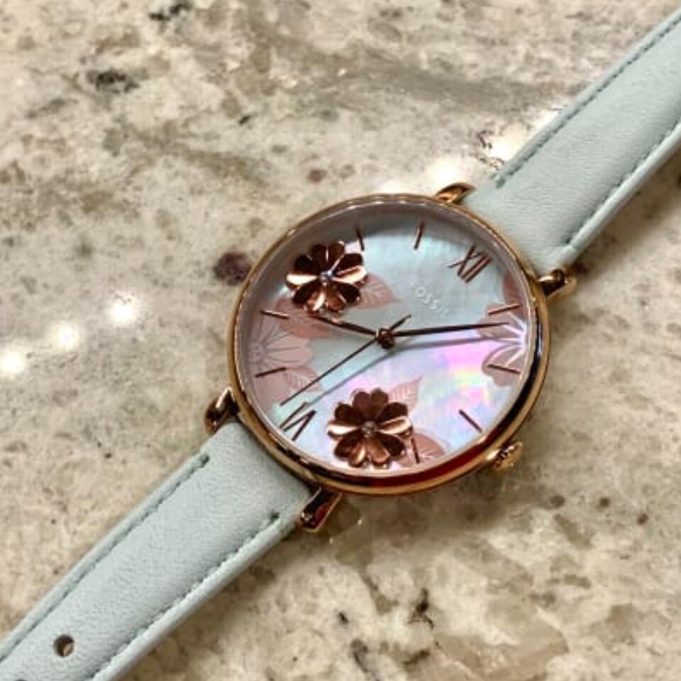 Fossil Jacqueline Multi Colored Dial Blue Leather Strap Watch for Women - ES4813