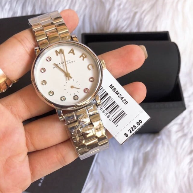 Marc Jacobs Marc White Dial Silver Steel Strap Watch for Women - MBM3420