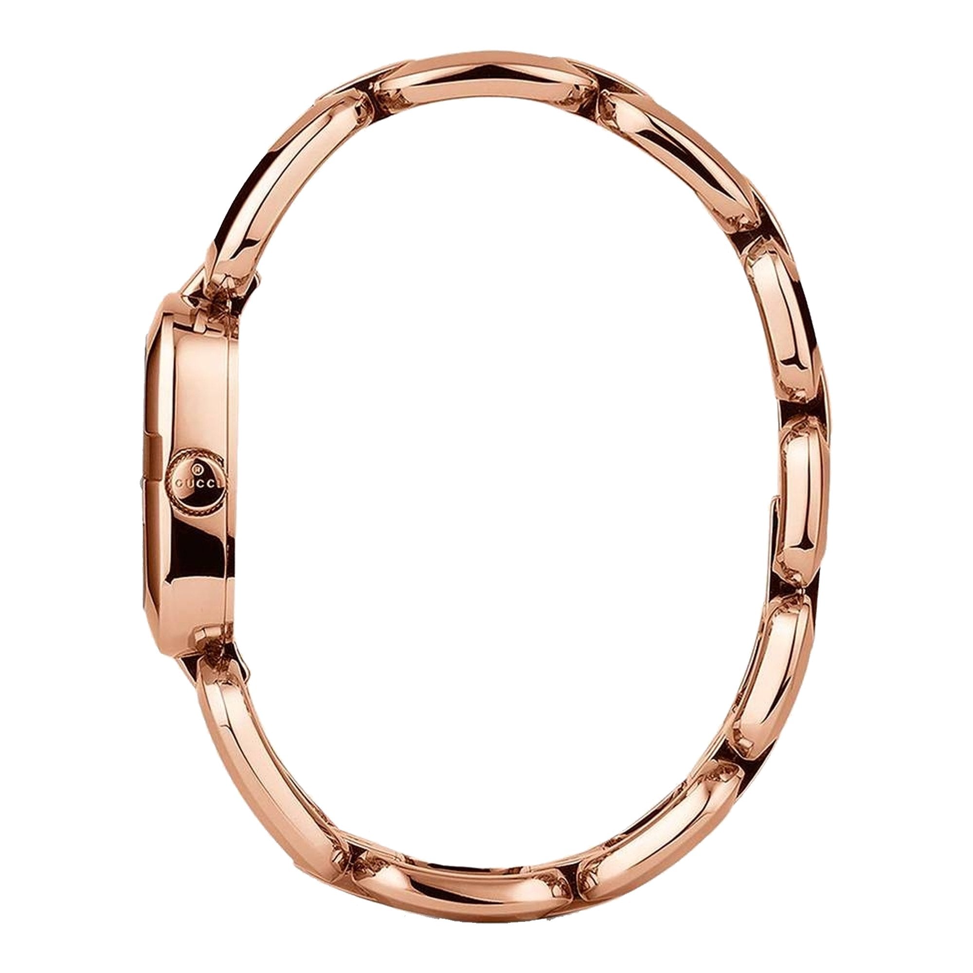 Gucci G Gucci Diamonds Black Dial Rose Gold Steel Strap Watch For Women - YA125409
