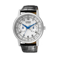 Citizen Eco Drive Silver Dial Black Leather Strap Watch For Men - AO9000-06B