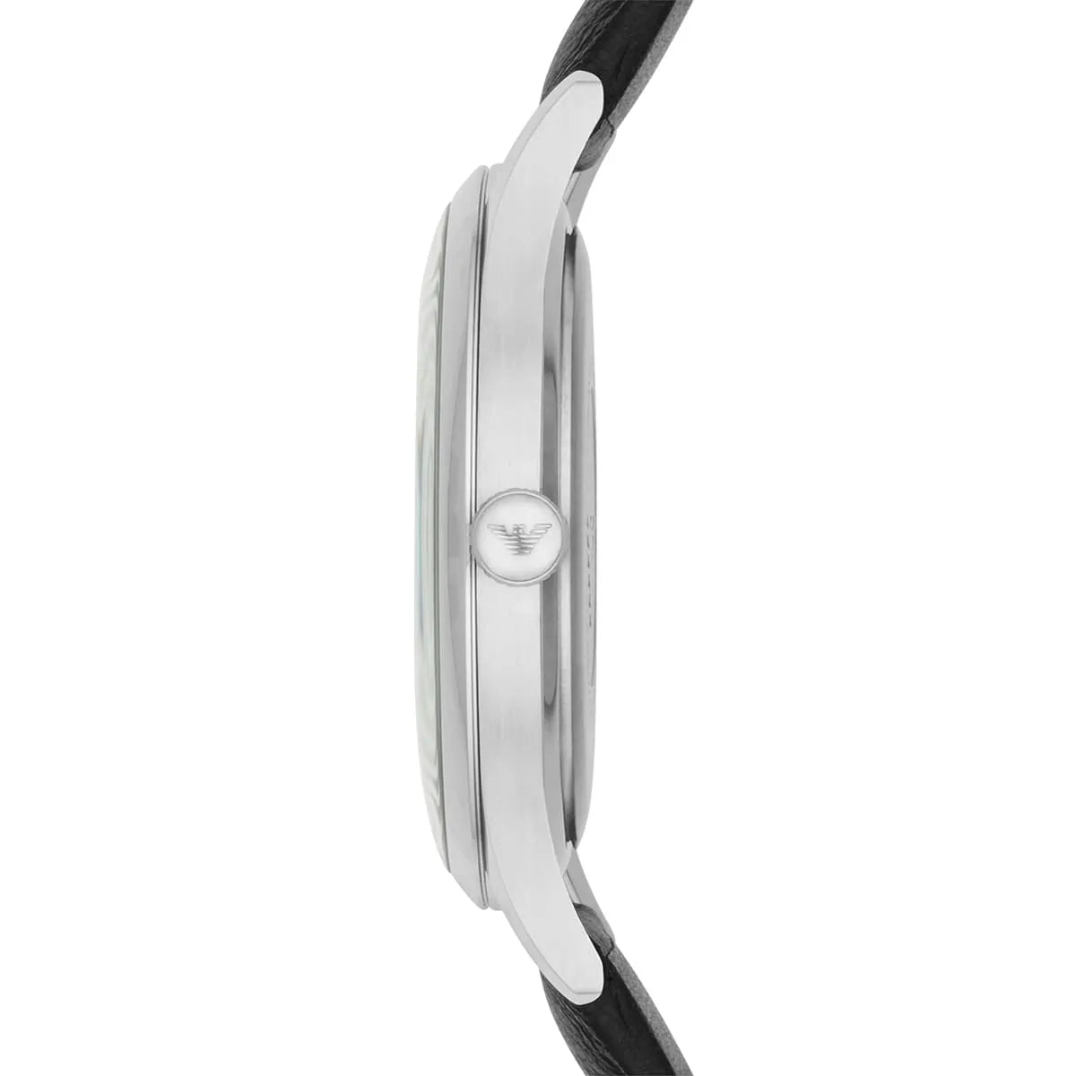 Emporio Armani Lambda Classic Quartz Black Dial Black Leather Strap Watch For Men - AR11020