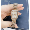 Emporio Armani Gianni T Bar Quartz Crystals White Dial Rose Gold Steel Strap Watch For Women - AR11406