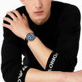 Emporio Armani Diver Three-Hand Quartz Blue Dial Blue Leather Strap Watch For Men - AR11516