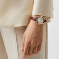 Emporio Armani Mia Quartz Silver Dial Brown Leather Strap Watch For Women - AR11525