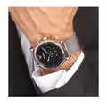 Emporio Armani Classic Chronograph Black Dial Silver Mesh Bracelet Watch For Men - AR1808