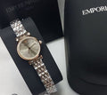 Emporio Armani Gianni T Bar Grey Dial Two Tone Steel Strap Watch For Women - AR1841