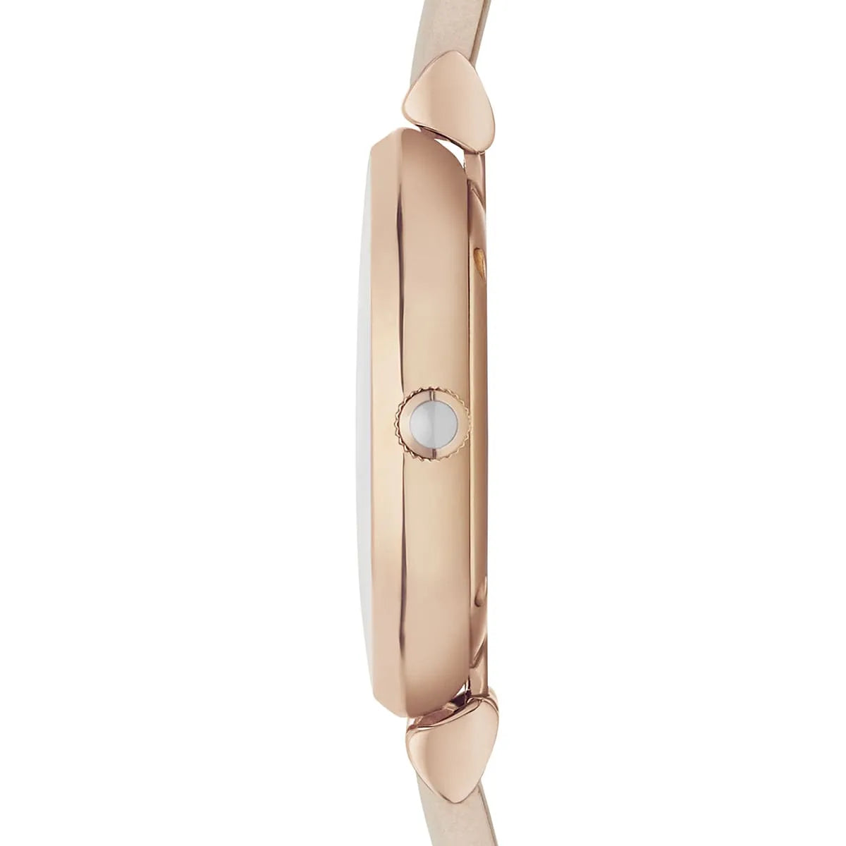 Emporio Armani Gianni T Bar Quartz White Dial Beige Leather Strap Watch For Women - AR1927