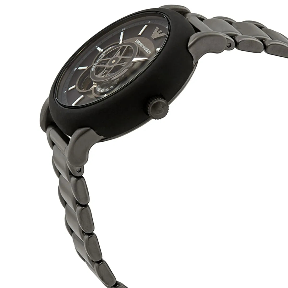 Emporio Armani Meccanico Automatic Black Dial Black Steel Strap Watch For Men - AR60010
