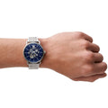 Emporio Armani Aviator Multifunction Blue Dial Silver Mesh Bracelet Watch For Men - AR60024