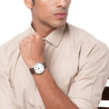 Emporio Armani Kappa Quartz White Dial Brown Leather Strap Watch For Men - AR80006