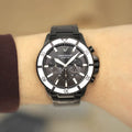 Emporio Armani Diver Chronograph Black Dial Black Steel Strap Watch For Men - AR80050