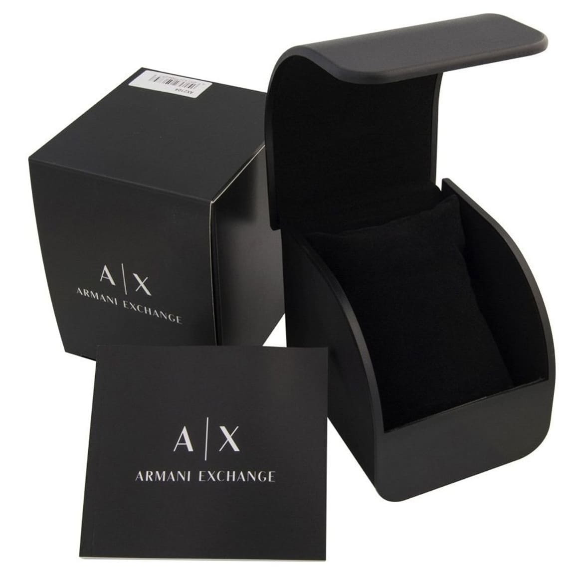 Armani Exchange Hampton Chronograph Black Dial Black Leather Strap Watch For Men - AX2400