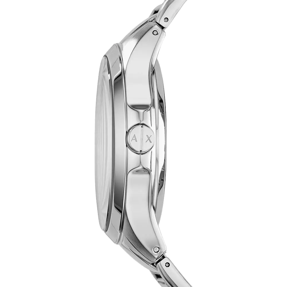 Armani Exchange Hampton Chronograph Black Dial Silver Steel Strap Watch For Men - AX2179