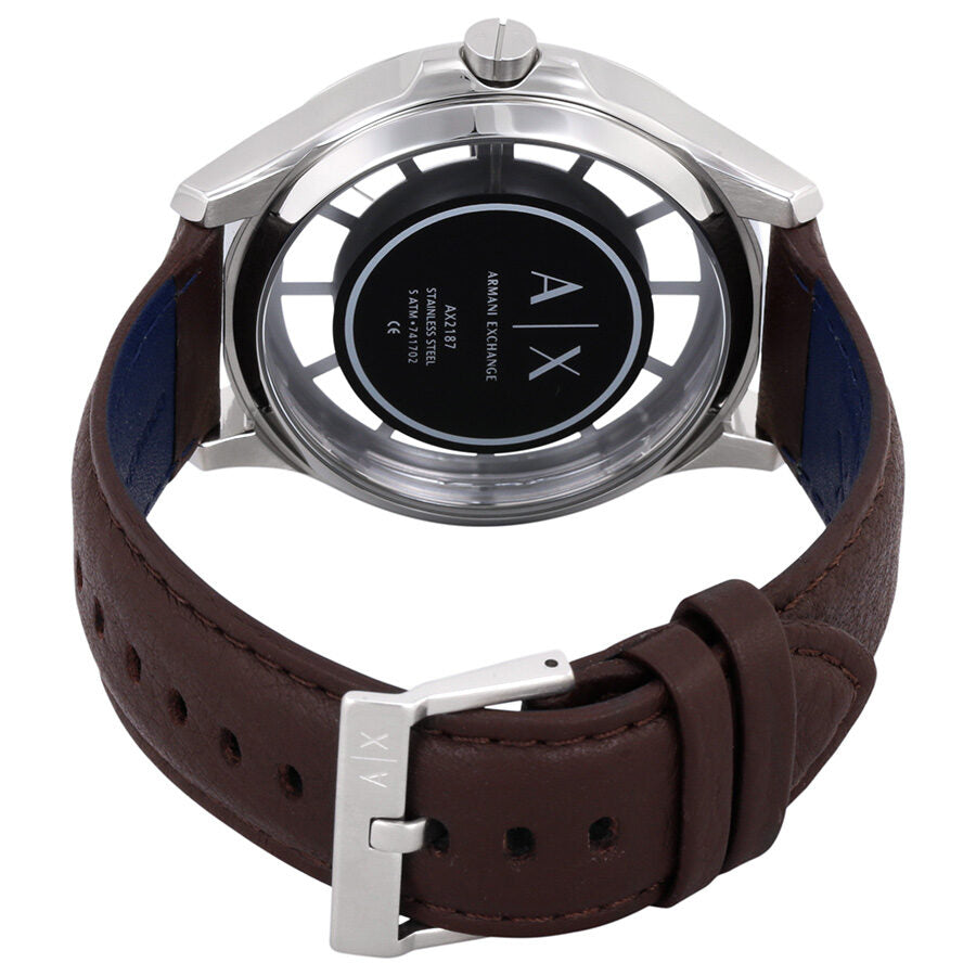 Armani Exchange Hampton Chronograph White Dial Brown Leather Strap Watch For Men - AX2187