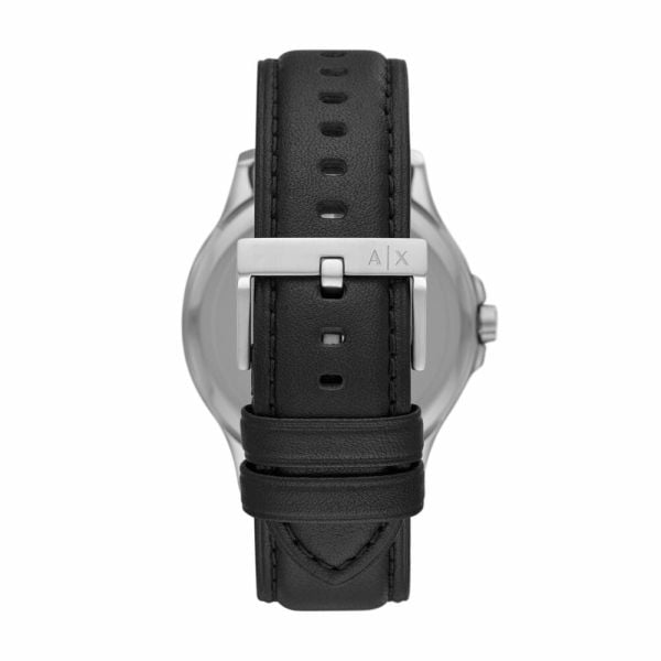 Armani Exchange Hampton Chronograph Black Dial Black Leather Strap Watch For Men - AX2101