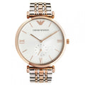 Emporio Armani Retro Silver Dial Two Tone Steel Strap Watch For Men - AR1677