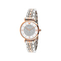 Emporio Armani Gianni T Bar White Dial Two Tone Steel Strap Watch For Women - AR1926