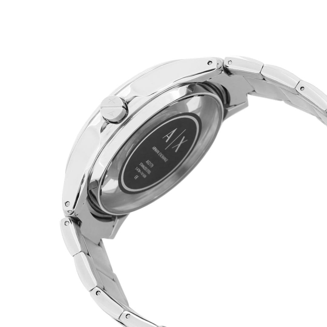 Armani Exchange Hampton Chronograph Black Dial Silver Steel Strap Watch For Men - AX2179