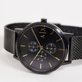 Armani Exchange Cayde Chronograph Black Dial Black Mesh Strap Watch For Men - AX2716