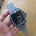 Guess Phoenix Multifunction Black Dial Grey Silicone Strap Watch For Men - GW0203G9