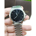 Gucci G Timeless Black Dial Silver Steel Strap Watch For Men - YA126402