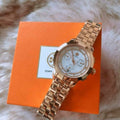 Tory Burch Classic Chronograph White Dial Rose Gold Steel Strap Watch for Women - TBW1033