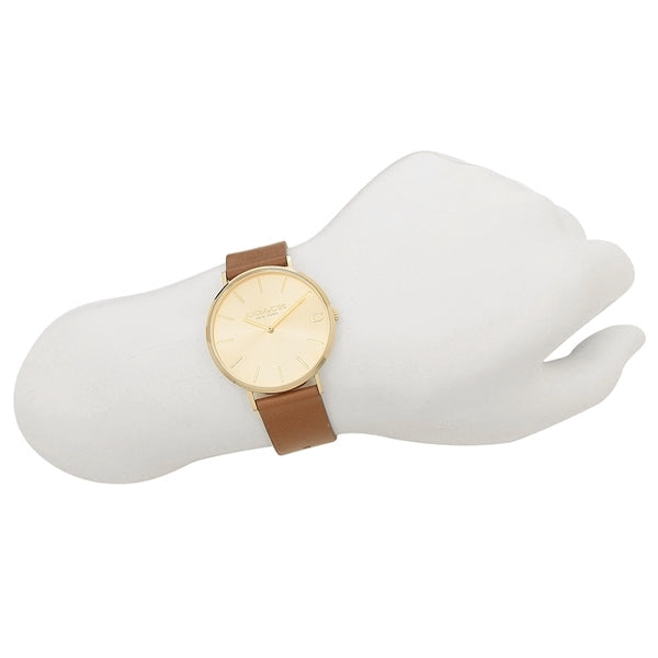 Coach Charles Gold Dial Brown Leather Strap Watch for Women - 14602433