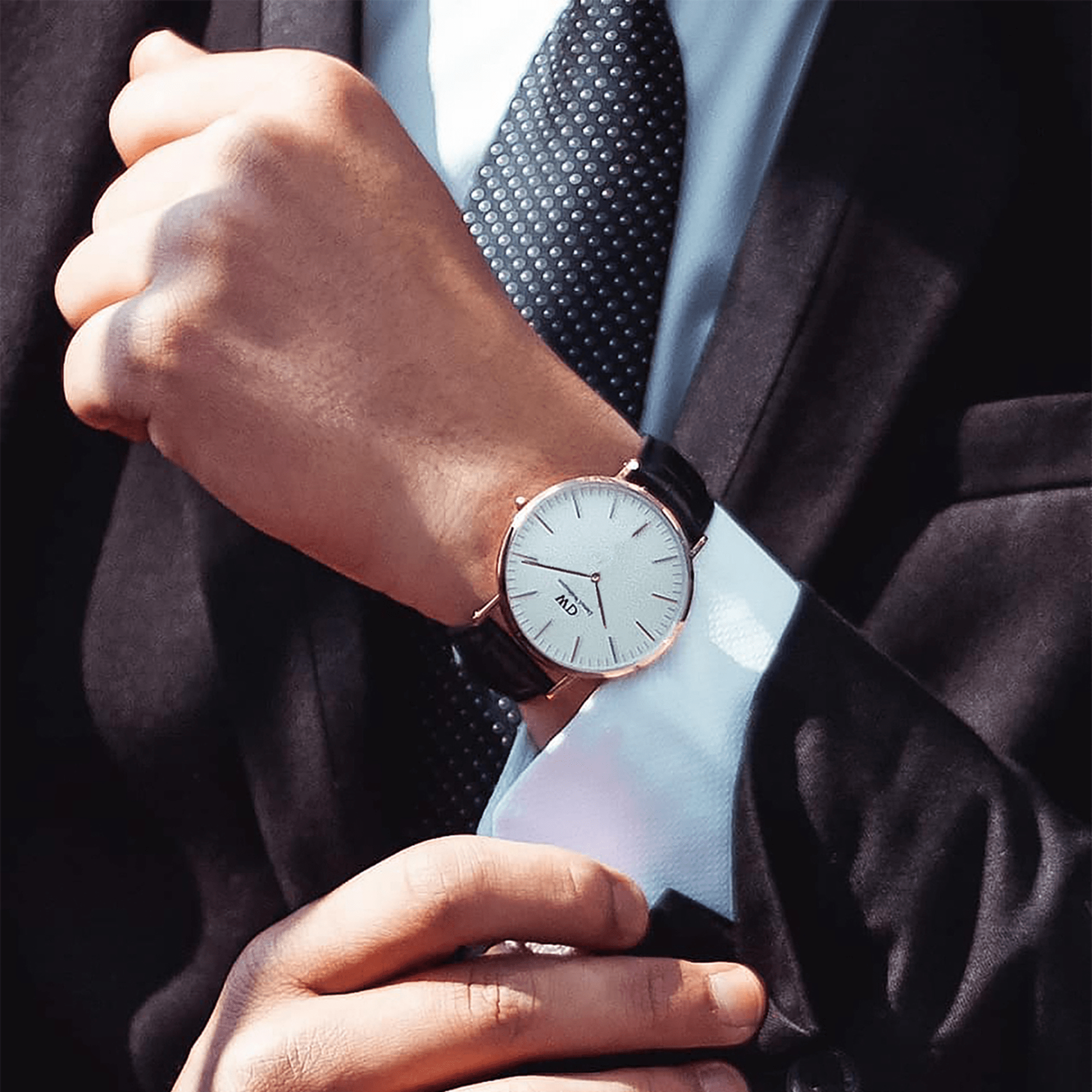 Daniel Wellington Classic Sheffield White Dial Black Leather Strap Watch for Women - DW00100036