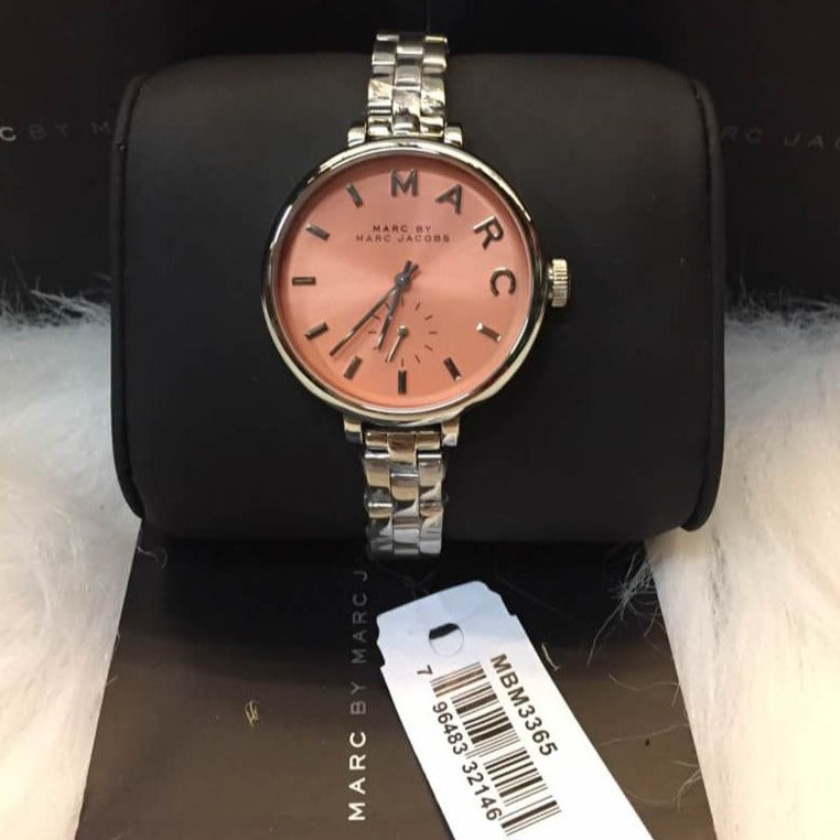 Marc Jacobs Sally Orange Dial Silver Steel Strap Watch for Women - MBM3365