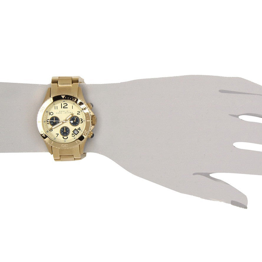 Marc Jacobs Rock Metal Chronograph Gold Dial Gold Steel Strap Watch for Men - MBM3158