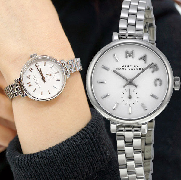 Marc Jacobs Sally White Dial Silver Steel Strap Watch for Women - MBM8642