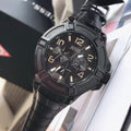 Guess Rigor Analog Black Dial Black Leather Strap Watch For Men - W0040G1